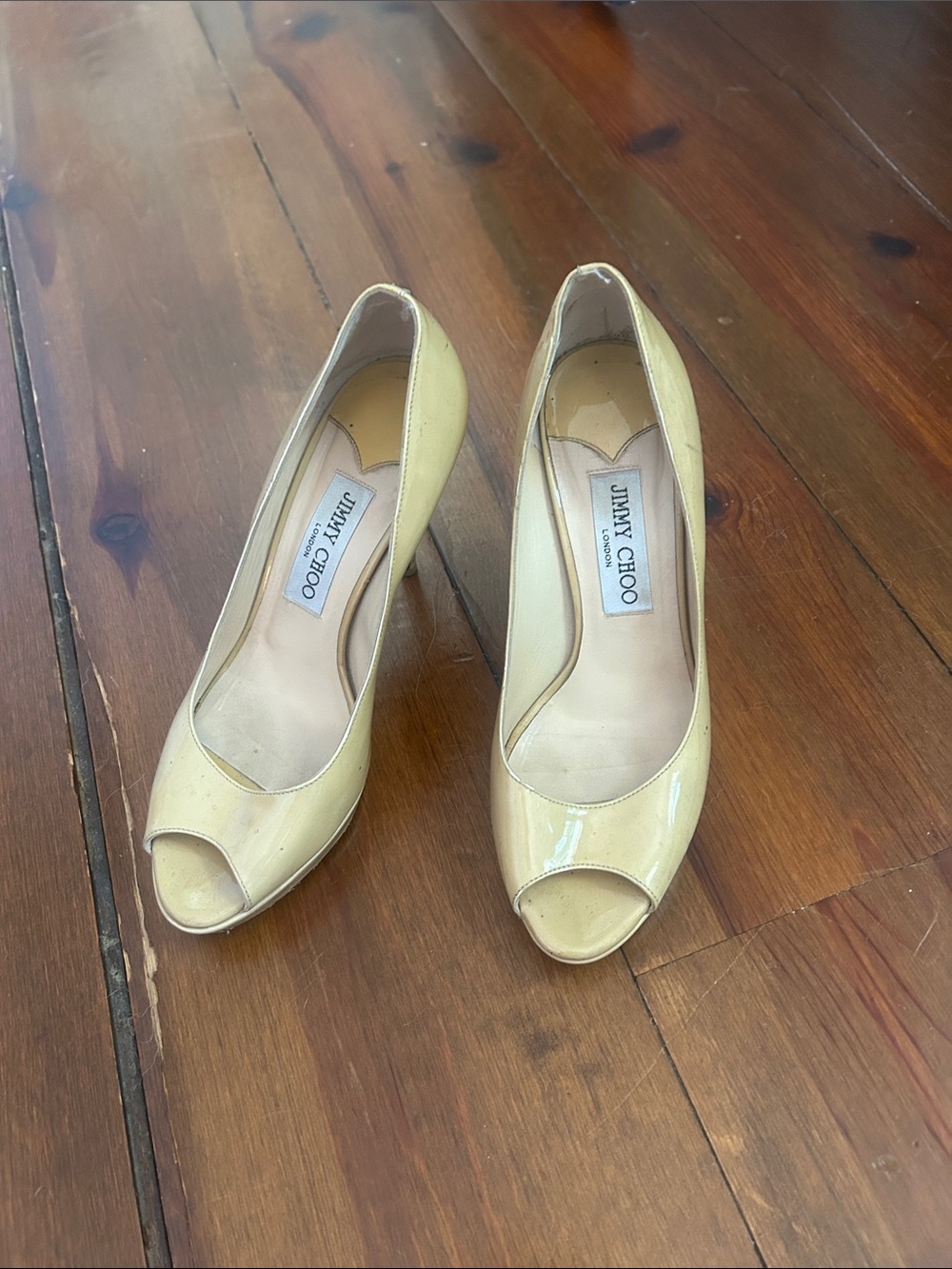 Jimmy Choo Patent Peep-Toe Pumps
